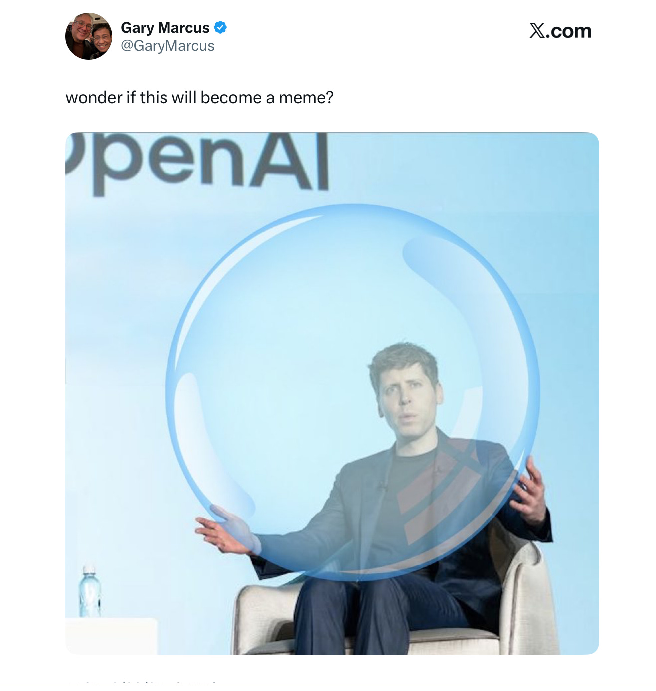 A faked image of a Sam Altman post