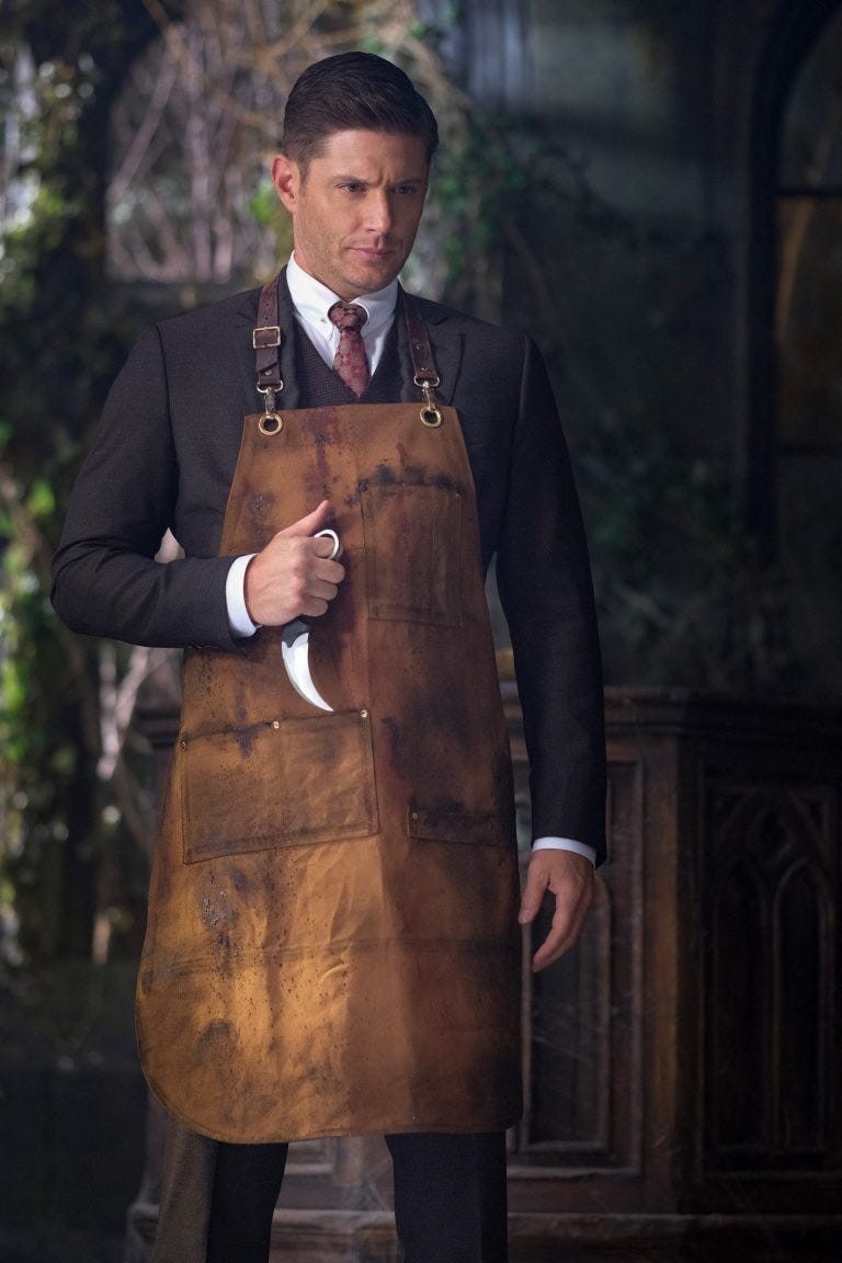 supernatural 1402 dean winchester leather brown apron with knife