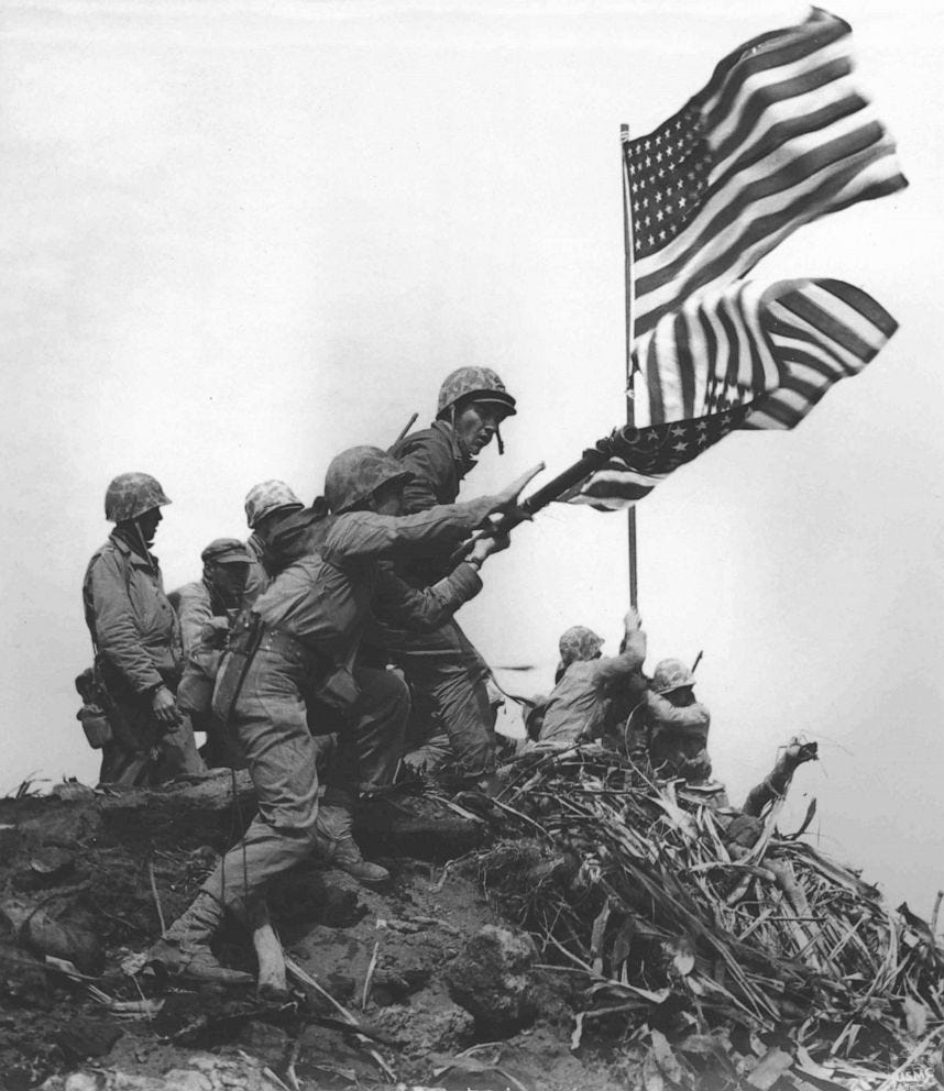 Iwo Jima flag raising - second US Marines