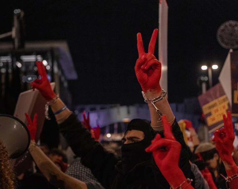 Right-wing Israelis in Jerusalem protested the cease-fire deal, blocking a main road in the city.