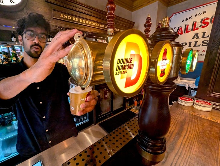 A Double Diamond being poured