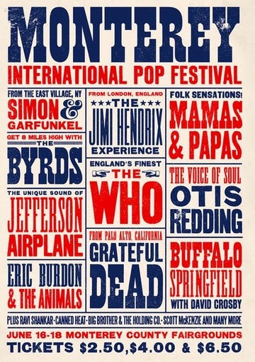 Vintage poster for the Monterey International Pop Festival, 1967