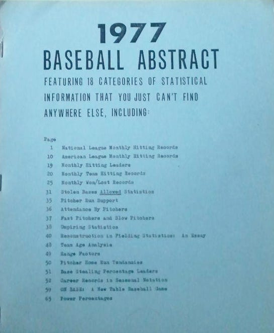 1977 Bill James Baseball Abstract