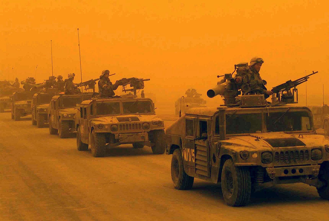 US army marching into Iraq.