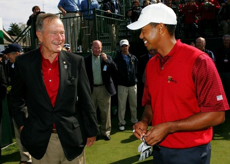 Woods among sports greats remembering Bush