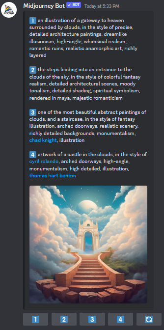 /describe four text suggestions for generating the heavenly gate image