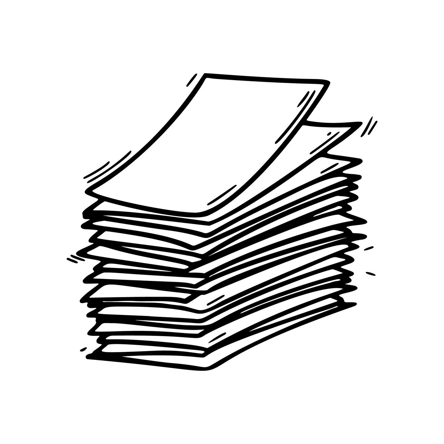 Stack of paper pages line art. Blank sheets. Hand drawn doodle vector  illustration. Doodle paper heap. Contract document pile 27161939 Vector Art  at Vecteezy