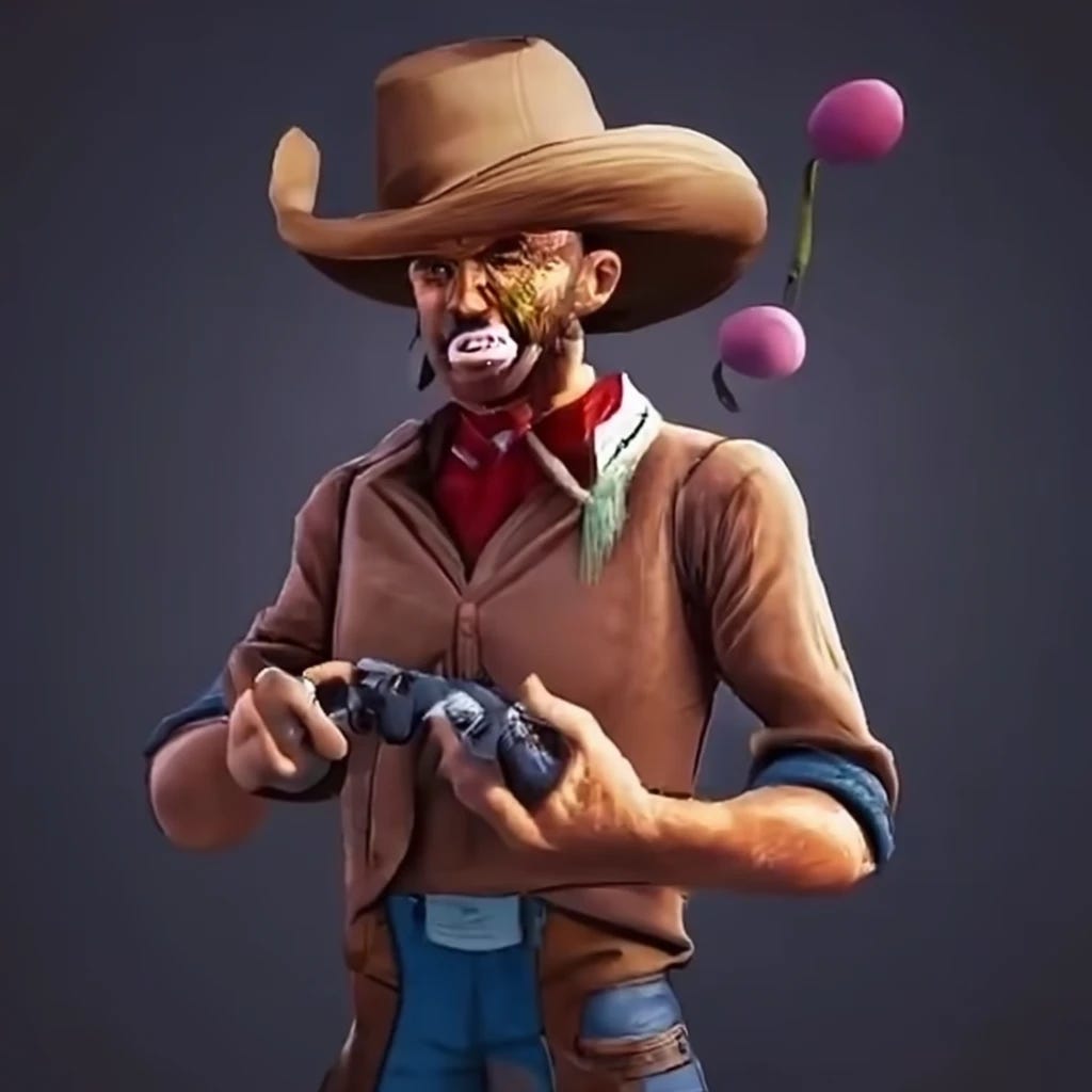 Cowboy Dude smoking opium and playing video games