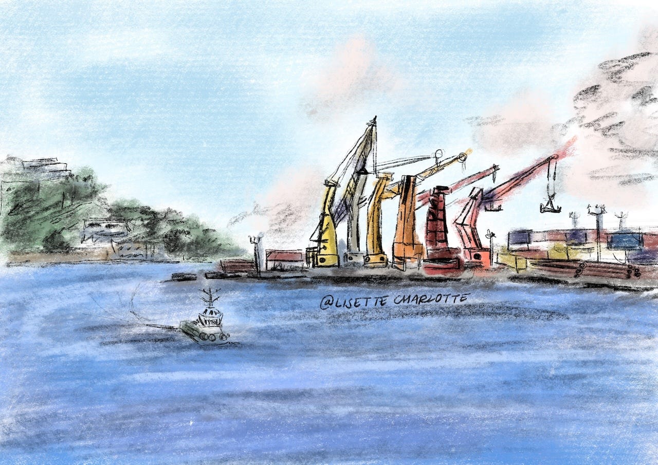 An illustration of the quay in Papeete French Polynesia