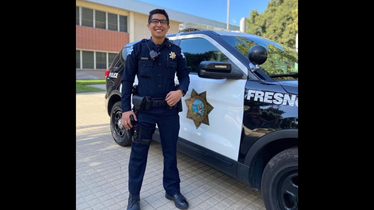 Fresno Police Officer Ryan Torres, a dedicated public servant known for his commitment to the community, has died after a battle with cancer, the department announced. (Fresno PD)