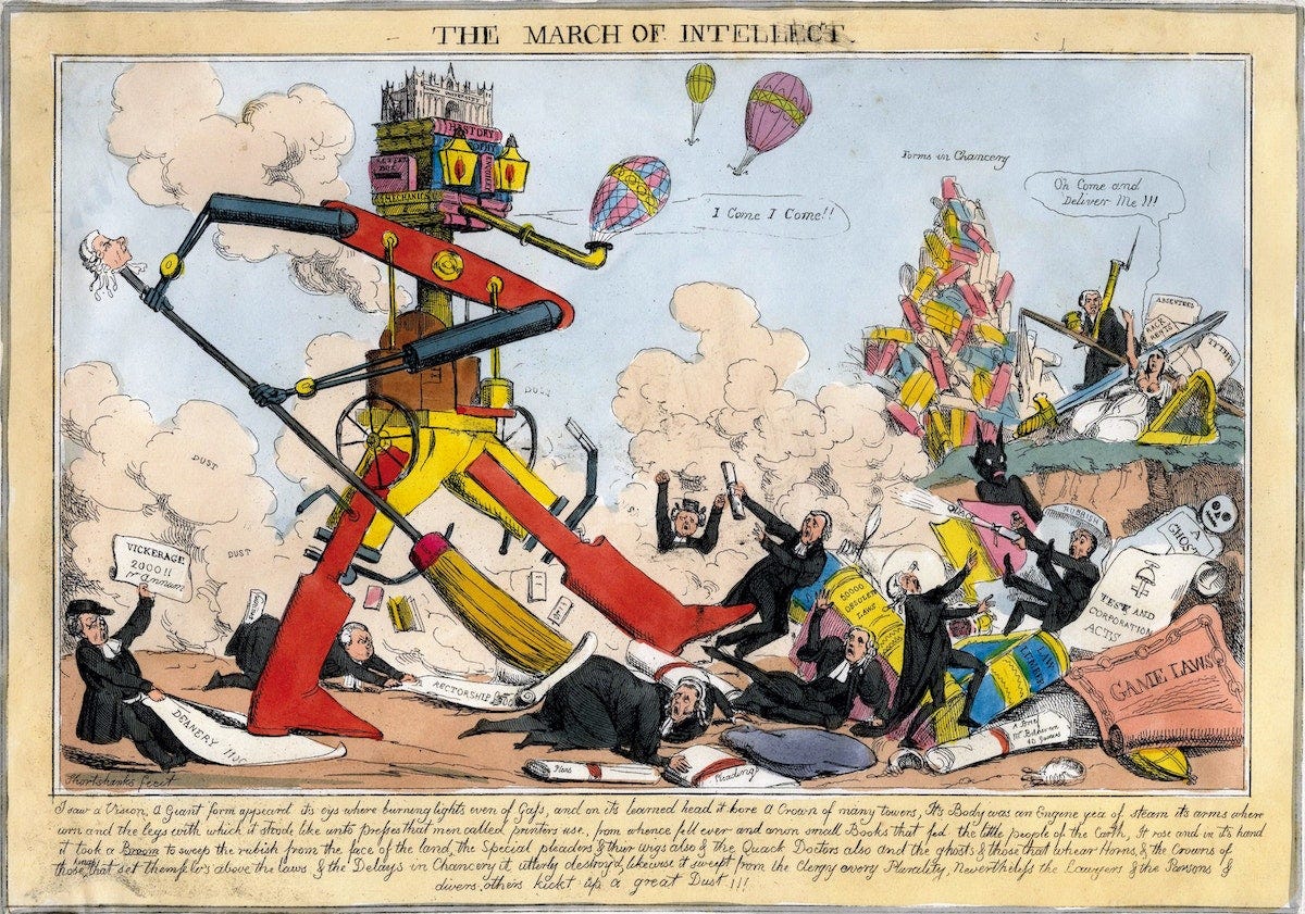 Cartoon satirising the March of the Intellect