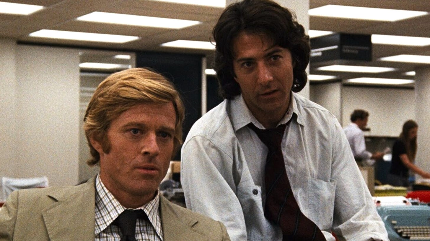 All the President's Men | Still features Robert Redford and Dustin Hoffman as Bob Woodward and Carl Bernstein.