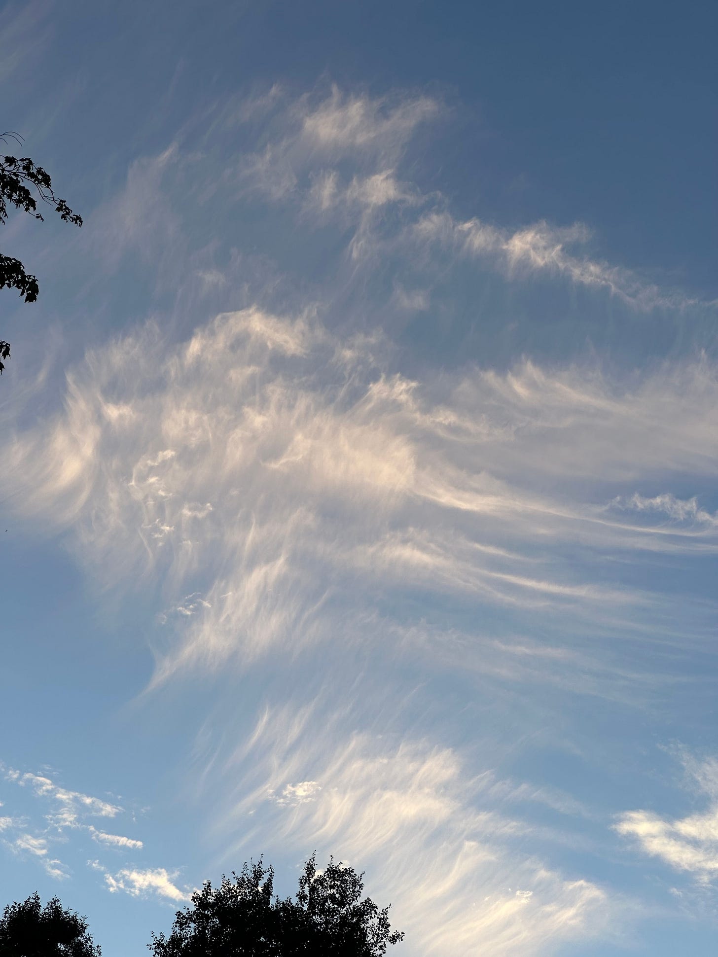 wispy white clouds