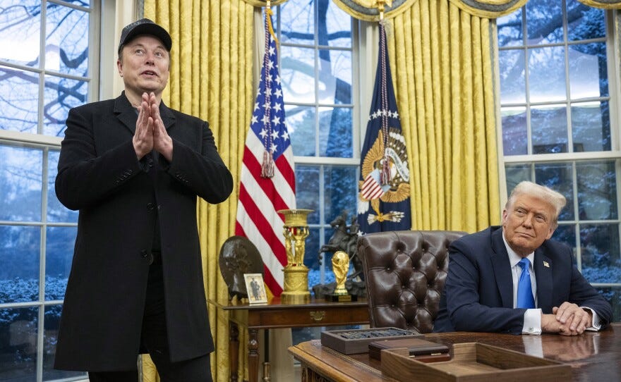 Trump and Musk appear together in the Oval Office to defend the work of DOGE