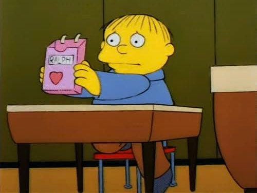 Georgia Roberts on X: "I've posted the same photo of Ralph Wiggum not  getting a Valentines Day card on Instagram for a decade. Come with me on on  this journey. 💖 https://t.co/XmZ8zLyc5O" /