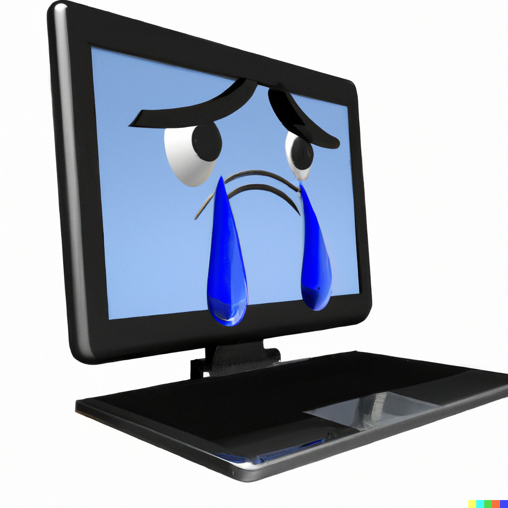 Image of laptop crying