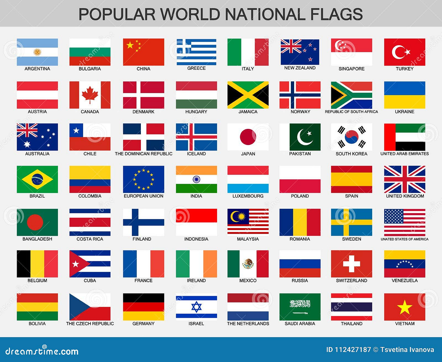 World National Flags Set, Official Nations Flag Collection Stock Vector ...