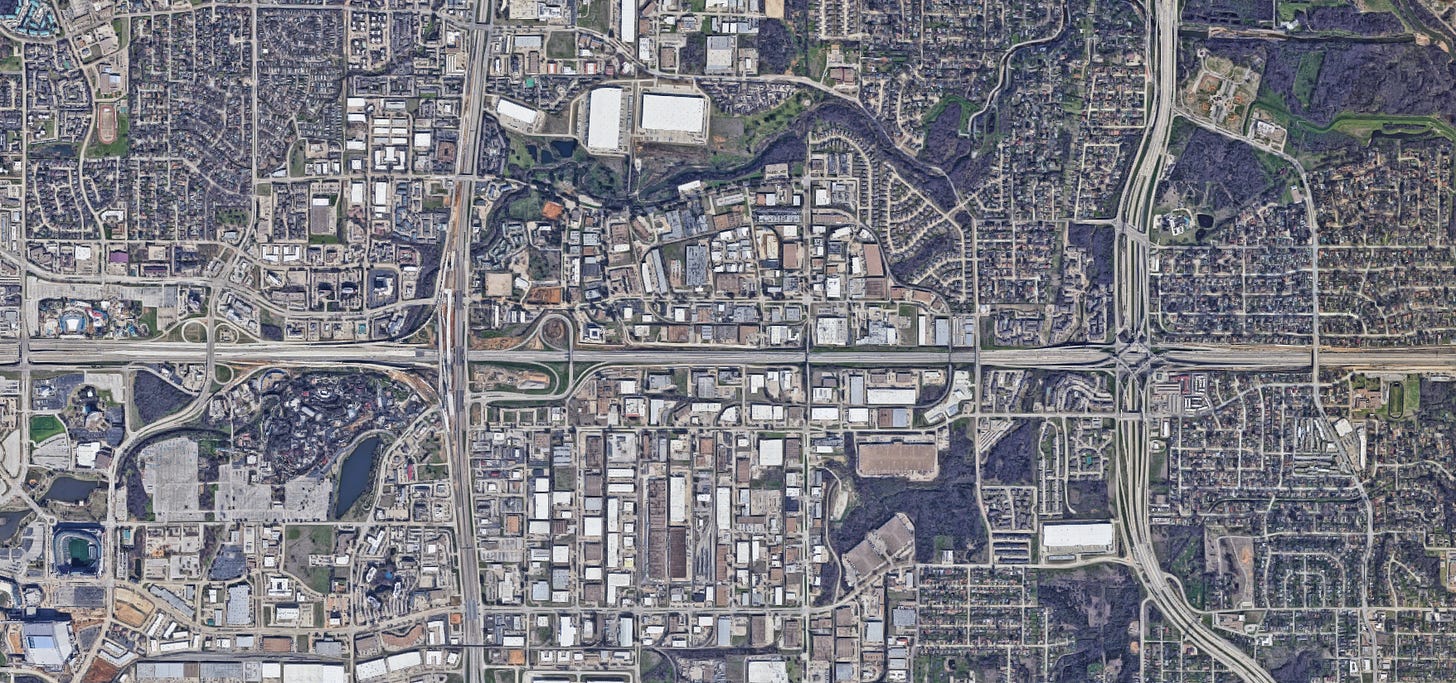 Aerial view of Globe Life Field and surrounding area