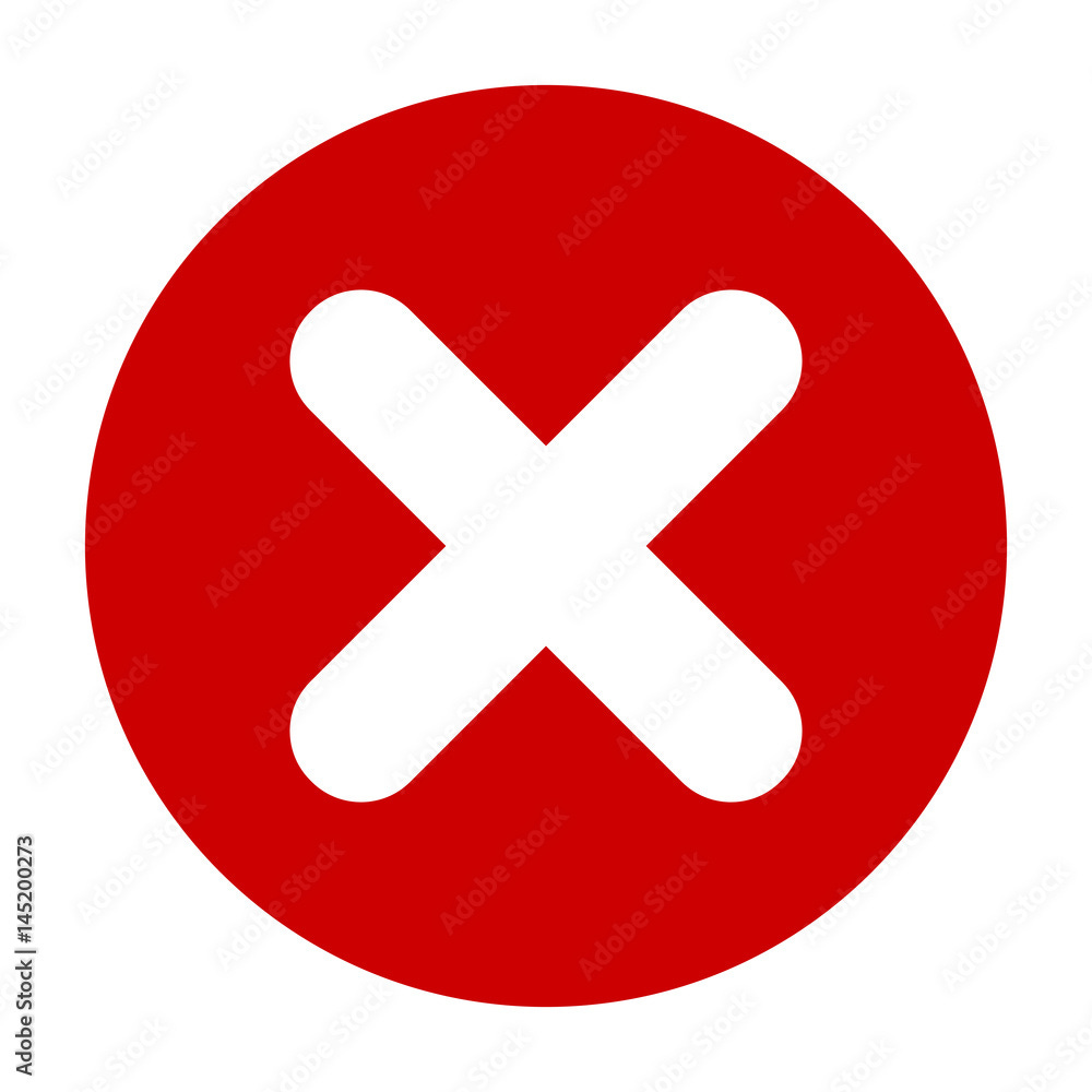 Flat round X mark red icon, button. Cross symbol isolated on white  background. Vector illustration. EPS10 Stock Vector | Adobe Stock