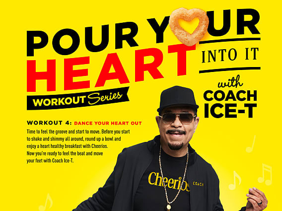 Back of Cheerios Box with photo of Coach Ice-T