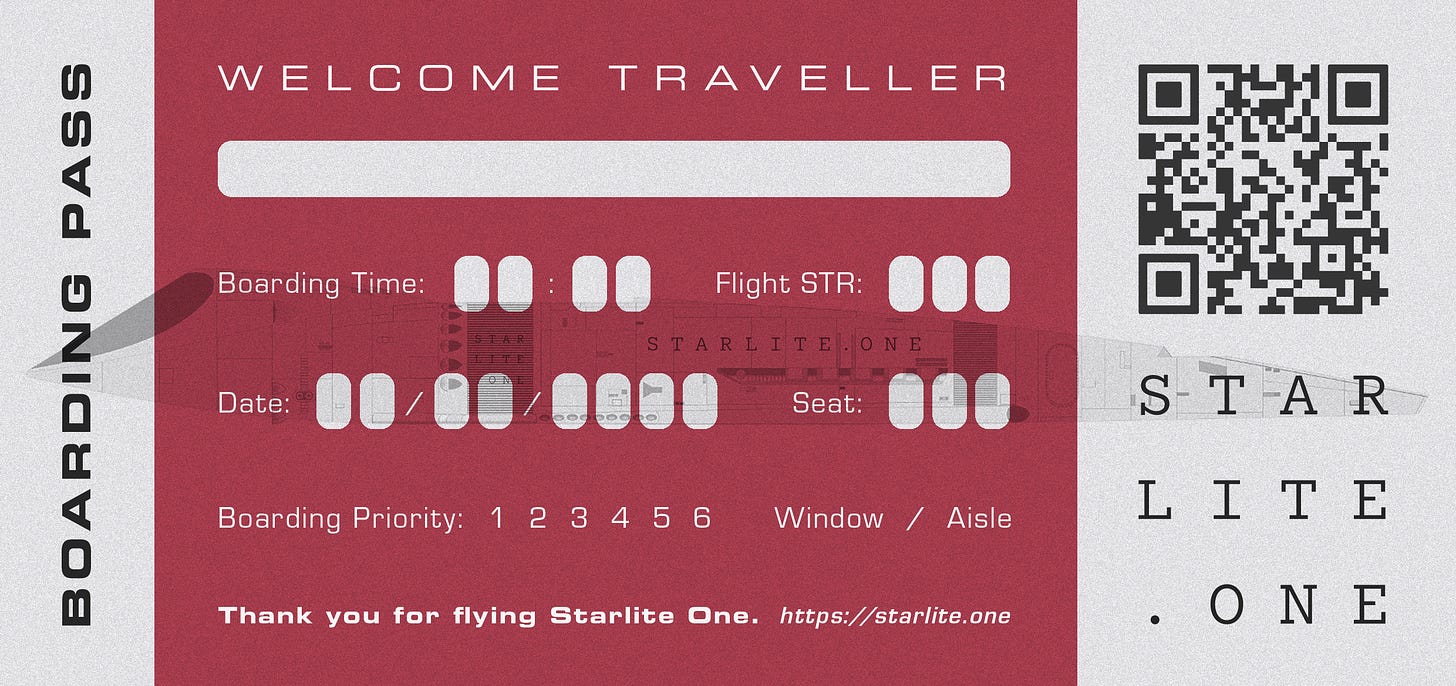 The Starlite.One boarding pass