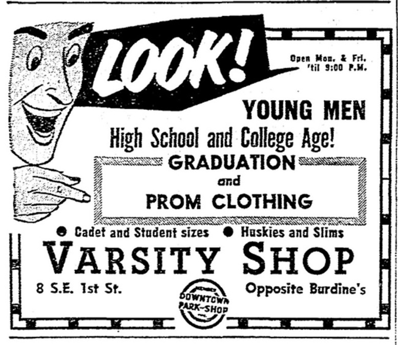 Figure 9: Ad for Varsity Shop in 1958