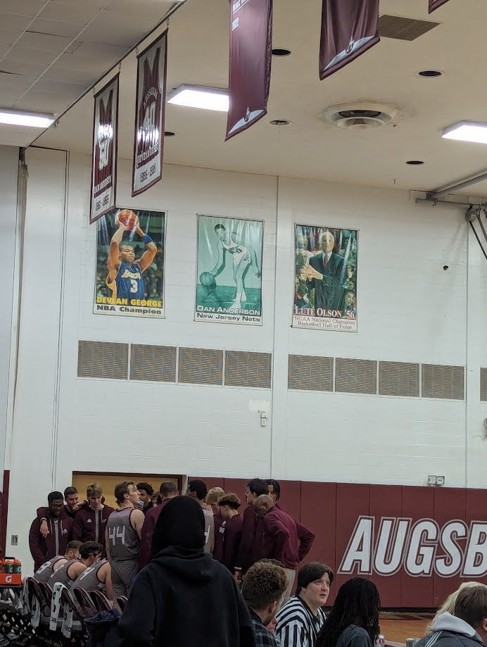 Banners for Devean George, Dan Anderson, and Lute Olson