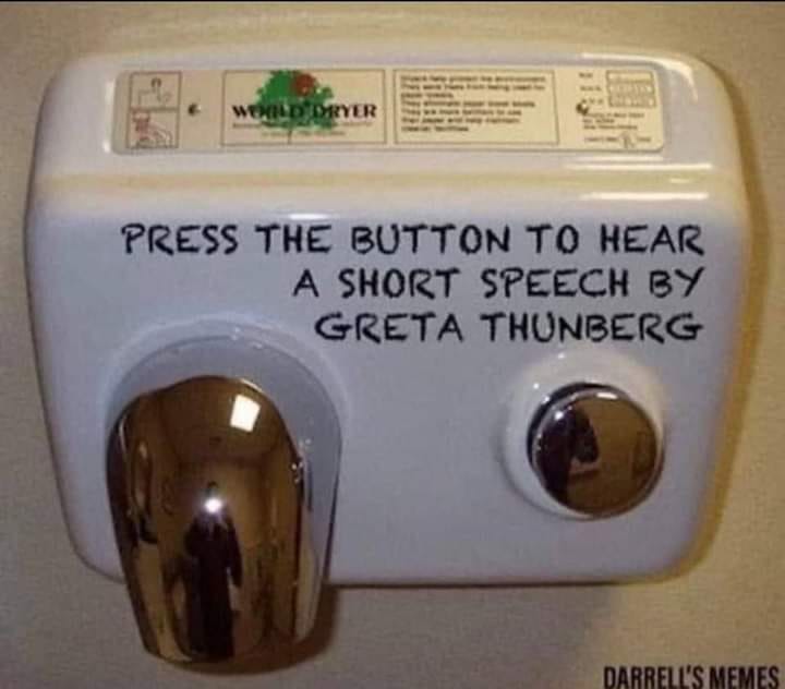 May be an image of ‎text that says '‎مندد YER PRESS THE BUTTON TO HEAR A SHORT SPEECH BY GRETA THUNBERG‎'‎