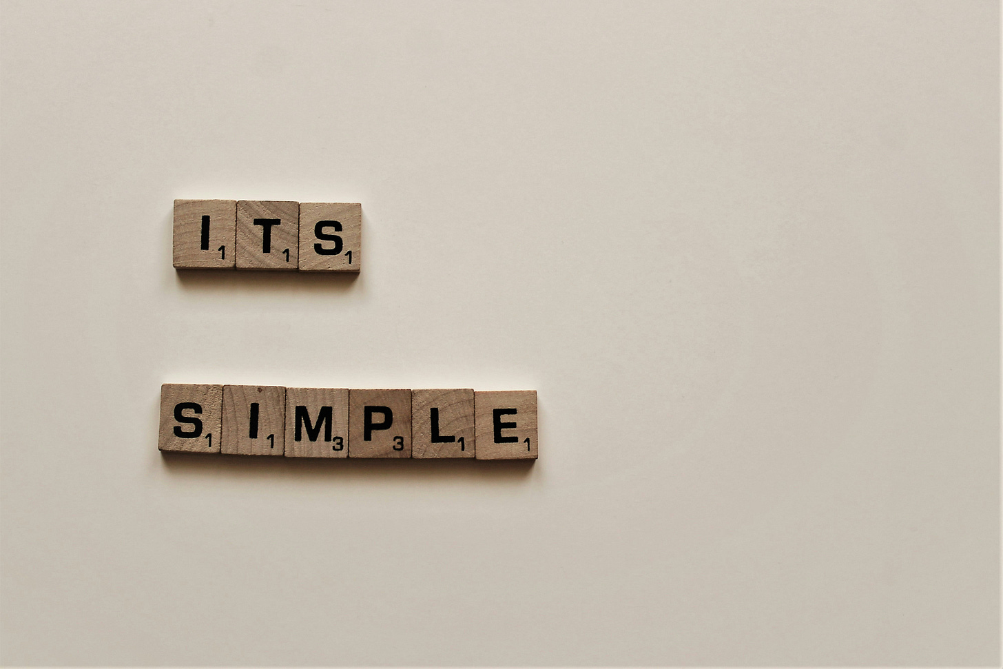 Scrabble tiles that say its simple