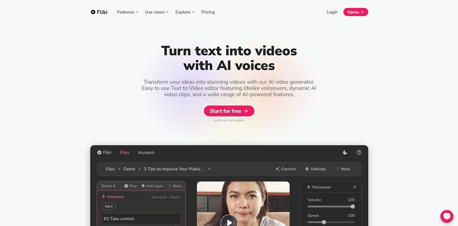 Fliki AI front page