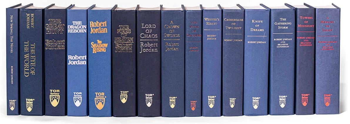 The Wheel of Time. 15 blue hardcover books.