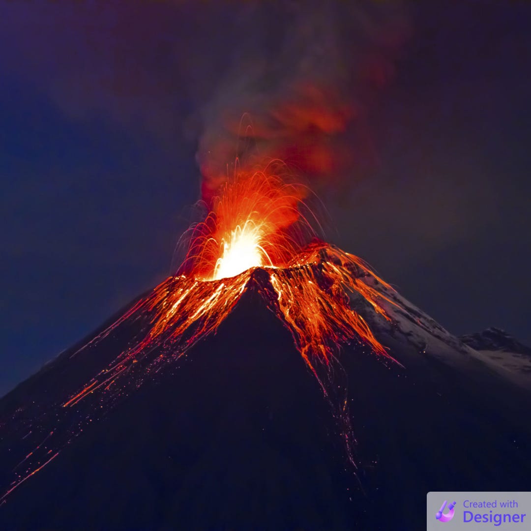 an erupting volcano