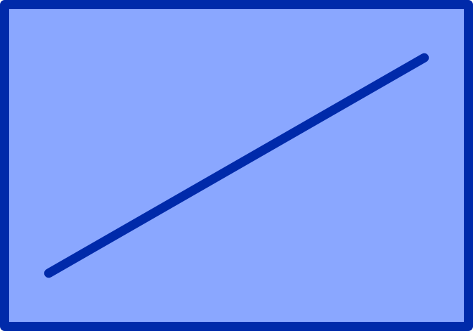 A diagonal line with rounded line endings inside a rectangle