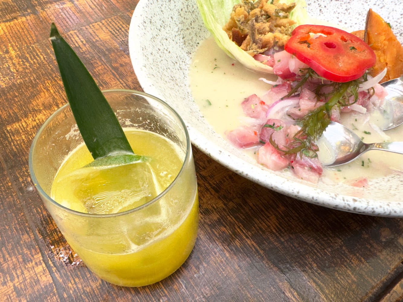 Pisco punch and ceviche