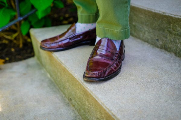 dark brown alden penny loafers