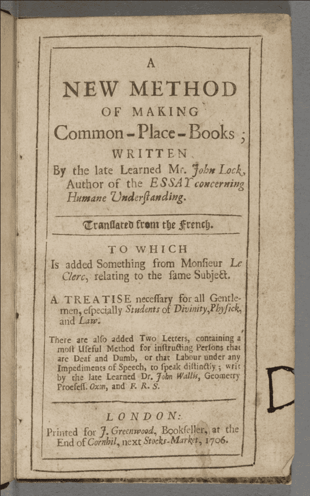 John Locke’s A New Method of Making Common-Place-Books