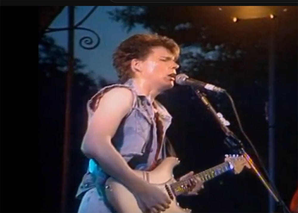 Big Country singer Stuart Adamson on stage in Sefton Park. 