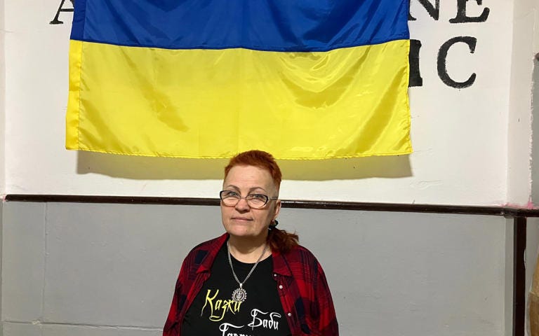 Oksana Pohomii, 59, a member of a pro-Western party on Kherson's city council, passed on information about Ukrainians she suspected of collaborating with the Russians - Colin Freeman for The Telegraph