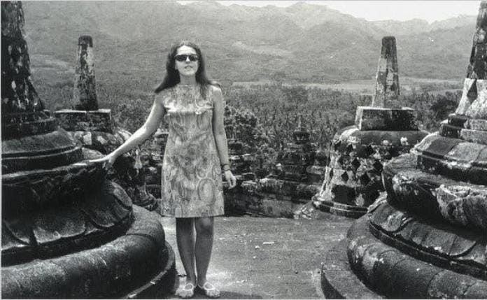 Stanley Ann Dunham at Borobudur in Indonesia, in the early 1970s.