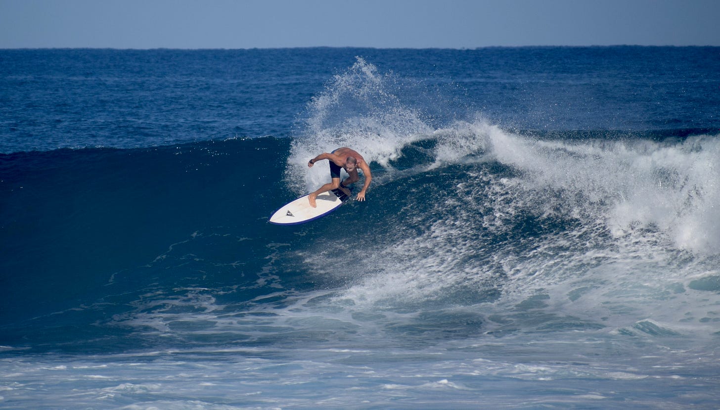 Nat Sharratt making his own news by surfing a fun wave