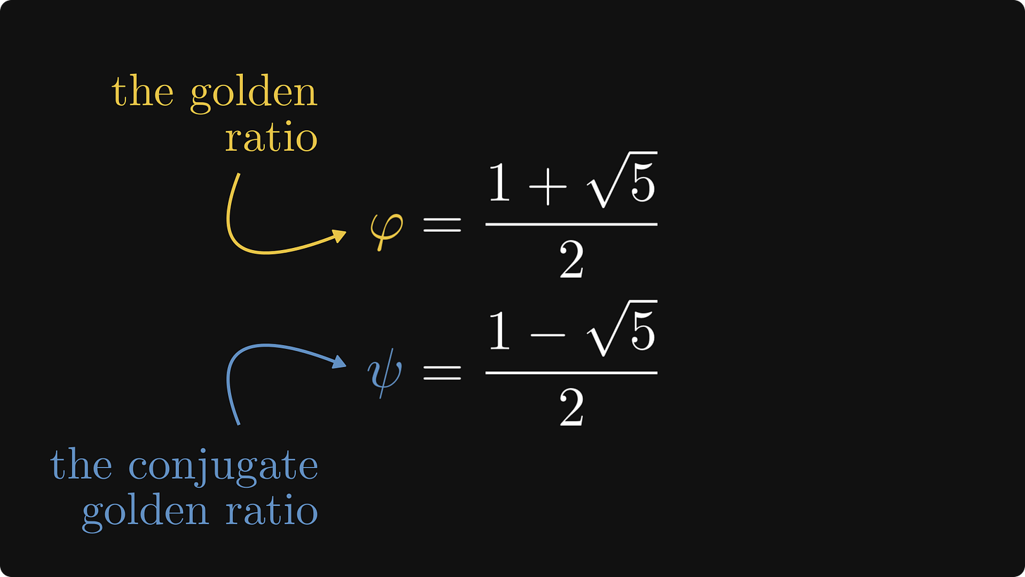 The golden ratio and its conjugate