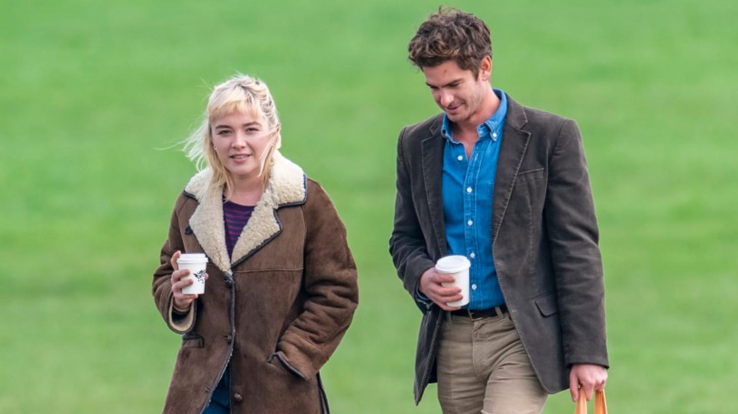 Florence Pugh and Andrew Garfield all smiles on set of We Live in Time |  Metro News