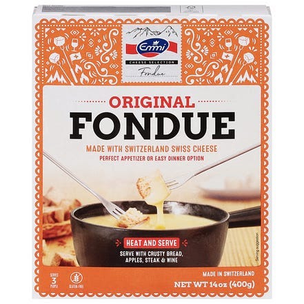emmi heat and serve fondue mix from grocery store swiss cheese fondue