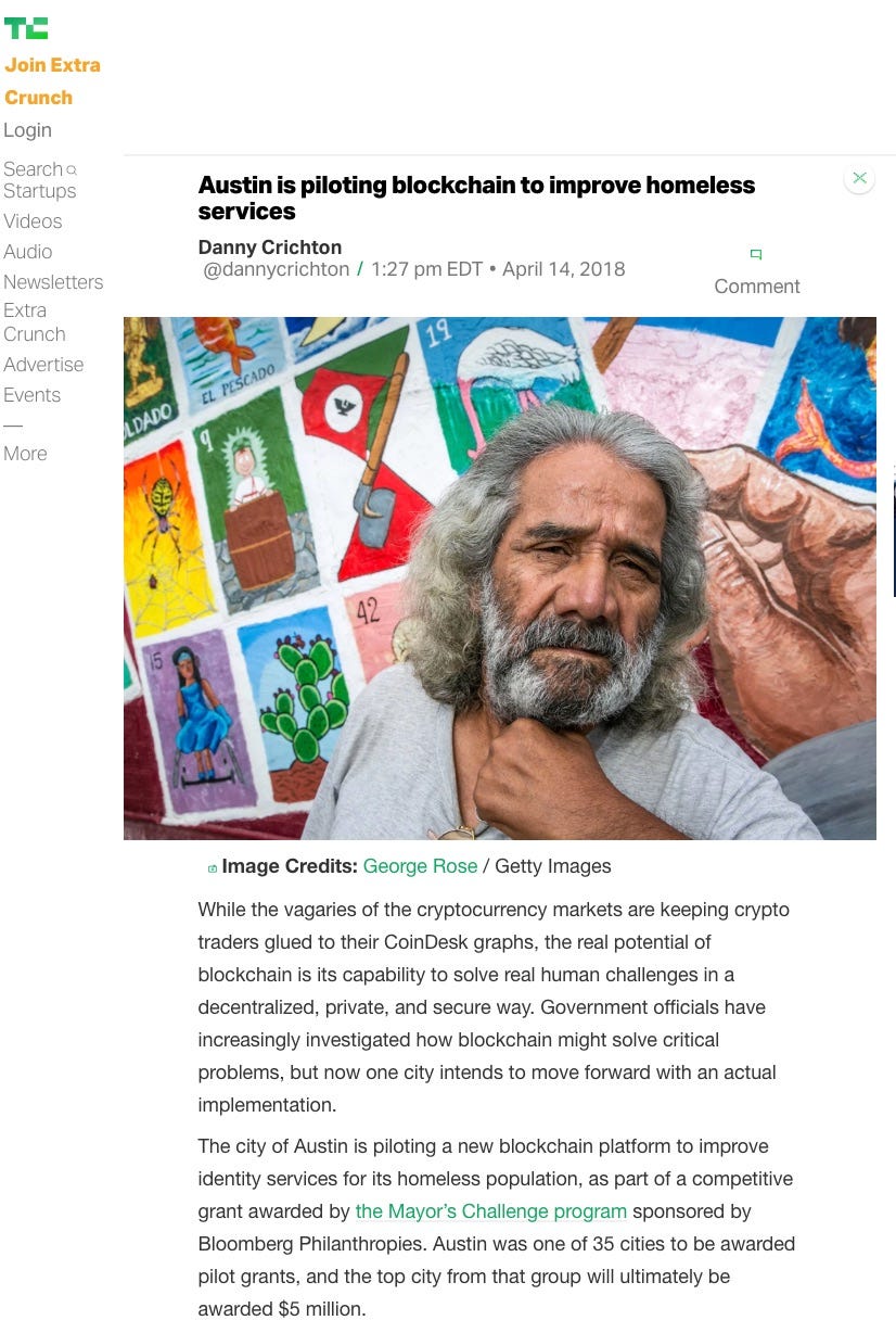 Austin Blockchain Homeless