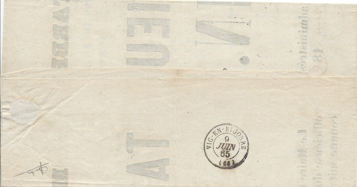 back of the poster with receiving postmark