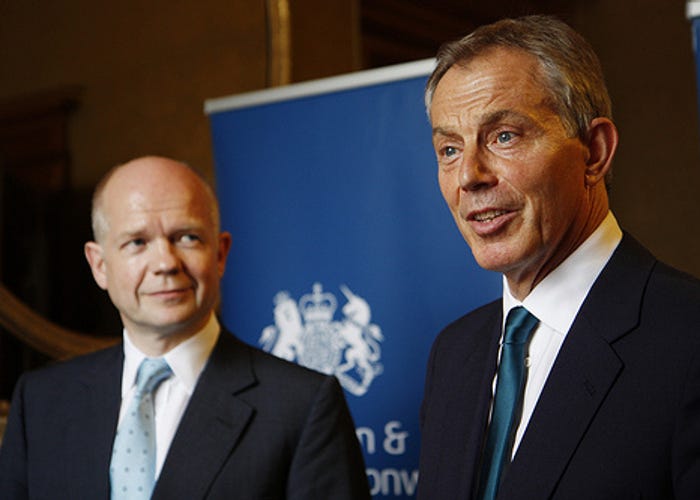 Tony Blair and William Hague discuss implementation of new Gaza policy