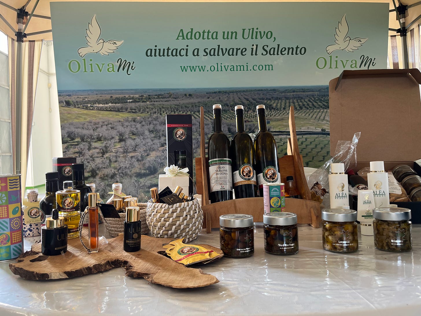 Olive oil products on display