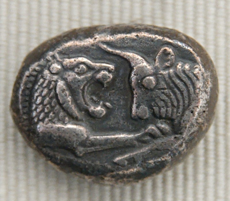A 2600 years old coin found in Turkey and called a Lydian lion