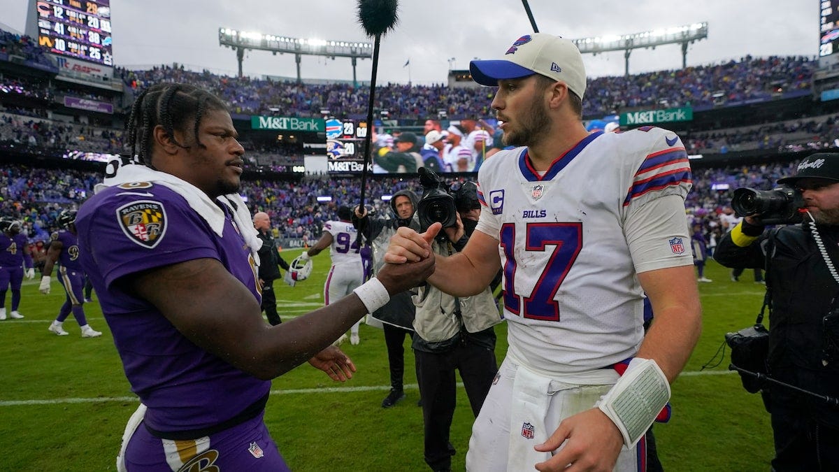 Josh Allen, Lamar Jackson meet for next chapter of their rivalry when the  Bills visit the Ravens - The Globe and Mail