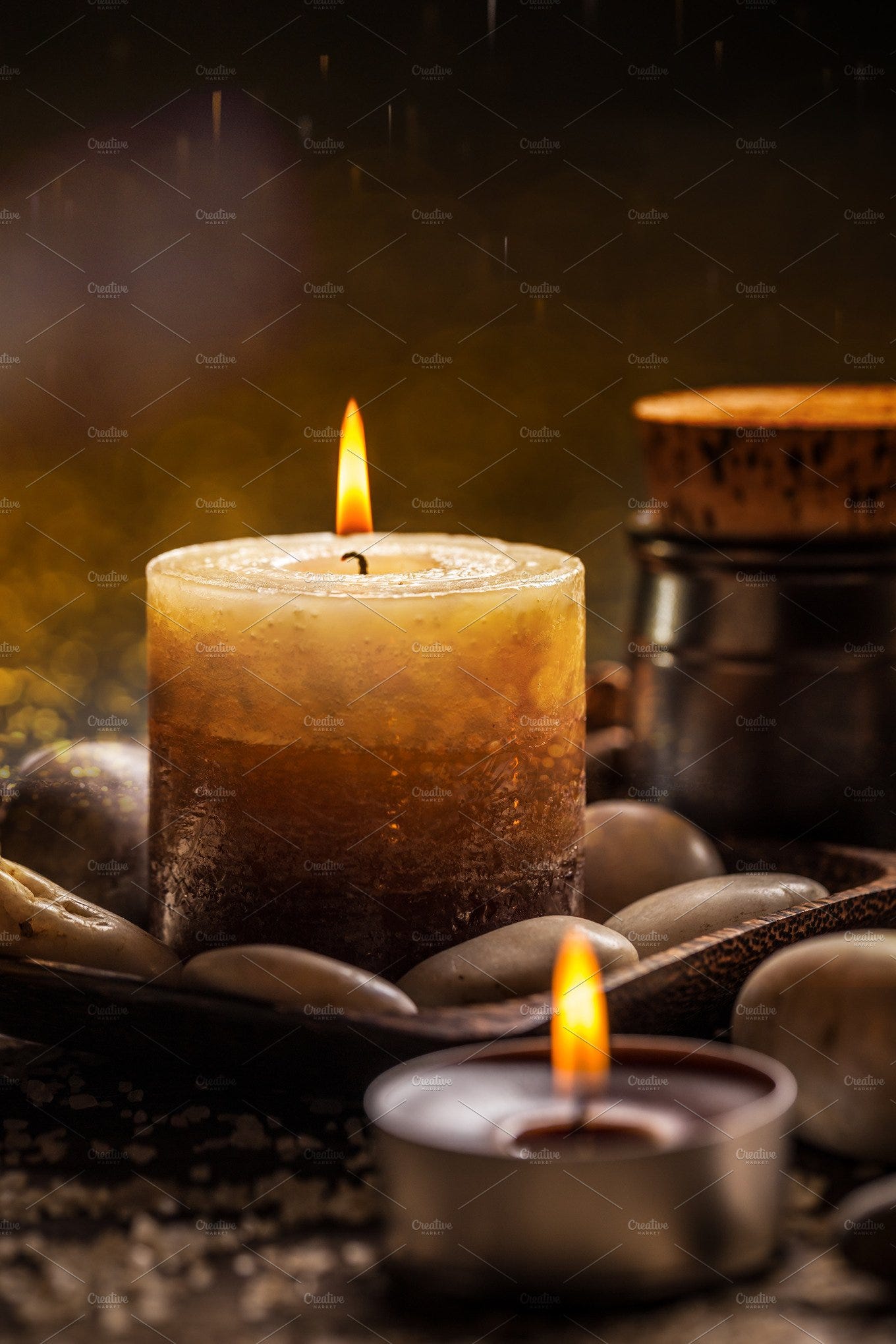 Burning candles containing spa, candle, and alternative | High-Quality Beauty & Fashion Stock ...